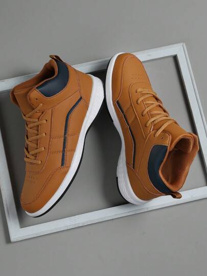 Zapatillas casuales para hombres, con cordones, suela blanda y plana, cómodas, zapatos deportivos ligeros y de uso diario de caña alta