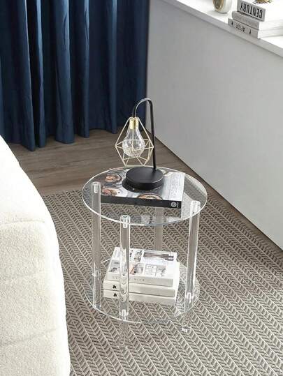 1set Acrylic Transparent Round Tables, Assorted Small Desks-3 Sides/4 Sides