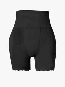 1pc Women High Waisted Shaping Shorts With Padding, Elegant Waist Cincher, Breathable Mesh Fabric, Tummy Control, Booty Lifter, Slim Fit - Black - View 7