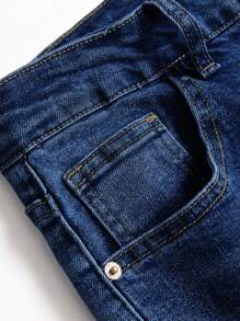 Men Casual Elastic Ripped Jeans With Pockets - Dark Wash - View 4