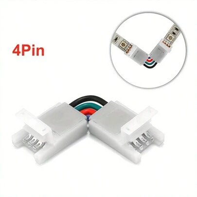 适用于 4 针 10 毫米 LED 灯带的可调角度连接器，无焊接夹设计