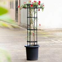 3-7FT Garden Vertical Umbrella Trellis Tower Frame Plant Climbing Support Frame - Black - View 10