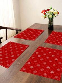 4 Pcs Watercolor Holly Christmas Placemats Seasonal Poinsettia Buffalo Plaid Winter Christmas Holiday Table Mats For Party Kitchen Restaurant Decoration