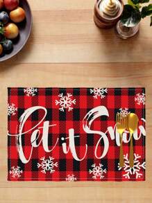 4 Pcs Watercolor Holly Christmas Placemats Seasonal Poinsettia Buffalo Plaid Winter Christmas Holiday Table Mats For Party Kitchen Restaurant Decoration