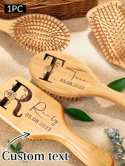 LICVIC 1pc Personalized Name Hair Brush, Gifts For Women, Birthday Gift For Wife Mom Grandma Friends Sister Her, Natural Wooden Bamboo Paddle Hairbrush, Valentine Day, Valentine Day Decor, Ornamental High-Quality, Stylish, Fashionable, Adorable Unique Ideal Gifts For Her Boyfriend, Girlfriend Living Room, Home Graduation, Slow Summer Living, Customized Crafts, Chic Autumn, Stylish, High-Quality, Colorful, Modern, Tea Room, Home, Garden, Office, For Anniversaries, For Valentine's Day, For Birthdays, For Weddings, For Housewarming