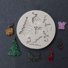 1 pièce Moule en silicone de traîneau d'arbre de Noël, de renne, pour bougie, savon, résine. Moule décoratif pour argile douce, colle goutte à goutte, artisanat décoratif manuel