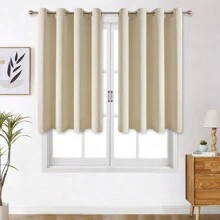 Panouri de perdele negre cu ochiuri, disponibile în opțiuni de 4/2/1 panouri, dimensiuni multiple, țesătură în 3 straturi de înaltă calitate, izolare termică și umbrire solară, potrivite pentru dormitor, sufragerie, sufragerie, bucătărie, dulap, culoare bej