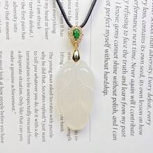 1Pc Natural Crystal Agate Leaf Pendant, Quartz Gem Necklace, Sweater Chain, Chakra Fashion Pendant, All Hand-Carved, Men's And Women's Fashion Pendant, Meaning Peace, Freedom, Wealth, Family Happiness, Suitable For Family Gifts, Christmas And Various Holiday Party Gifts, Crystal Gifts (Random Gifts: Lanyard, Gift Box) - Leaves - View 19