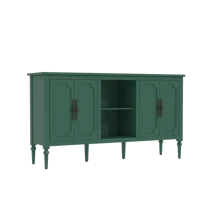 Aparador buffet vintage con 4 puertas, gabinete de almacenamiento moderno de mediados de siglo de 59", mueble aparador decorativo, mesa consola para la sala de estar, la cocina y el comedor