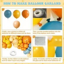 复古石板蓝橙色芥末黄裸色加厚乳胶气球拱门套装，适用于“儿子来了”主题婴儿派对、新娘送礼会、阳光主题一周岁生日派对、波西米亚风派对背景装饰用品 - 卡其色 - 查看 3