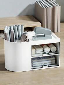 1 hộp đựng đồ để bàn mini có 2 ngăn kéo, hộp đựng bút chì đa chức năng cho bàn làm việc, hộp đựng đồ dùng văn phòng phẩm & đồ dùng văn phòng đơn giản và sáng tạo cho trường học, văn phòng, ký túc xá, hộp đựng đồ nhiều ngăn, hộp đựng đồ trang điểm, đồ dùng cho ngày tựu trường, quà tặng ngày lễ, quà tặng Giáng sinh - Nhiều màu - Xem 9