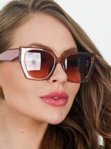 Women's Square Cat Eye Sunglasses Blogger New Release - 乾枯玫瑰色 - 查看 2