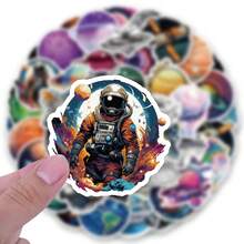 53 张太空探索贴纸 美观乙烯基贴纸 高品质贴纸 贴花 剪贴簿、日记、笔记本电脑、保险杠、滑板、水瓶、电脑、手机贴纸可以为您的生活带来很多乐趣，是送给成人的完美礼物 - 彩色 - 查看 4