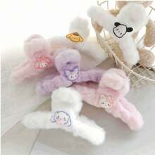Sanrio Conjunto de 1 peça de grampos de cabelo de pelúcia, acessórios de cabelo fofos de desenho animado, decoração para casa, grampo de pelúcia fofo Sanrio, acessórios de cabelo coreanos de outono e inverno, grampo de cabelo de garra de cabelo de alta qualidade (estilo de cor aleatório)