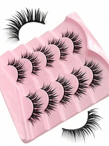 Asiteo 5 Pairs False Lashes New Design Wet Look Lashes Manga Natural Style Lashes Wispy Natural Long Faux Mink Lash Thick Cross Soft Full Strip Eyelashes - Lông mi Manga nhọn - Xem 5