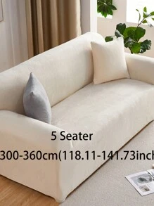1pc Winter Warm Plush Solid Color Elastic Sofa Cover, Modern Minimalist Anti-Slip All-Inclusive Sofa Protector, Fits L-Shaped And 1/2/3/4 Seat Sofas