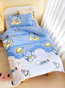 3PCS成人不适合 数码印花幼儿园被套三件套 儿童午睡 宝宝入幼儿园 学生儿童床垫罩套装 床上用品（1件被套+1件床垫保护套+1个枕套） 家庭使用 亲肤接地毛发床垫罩 被套枕套套装 3件套 - 太空小將 - 查看 9
