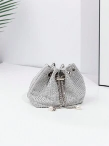 轻巧、商务休闲水钻装饰水桶包迷你抽绳设计、透明包时尚珍珠包晚宴包、晚宴包迷人、优雅、精致、安静的奢华水钻适合派对女孩、女士、新娘非常适合派对、晚宴/宴会 - 彩色 - 查看 3