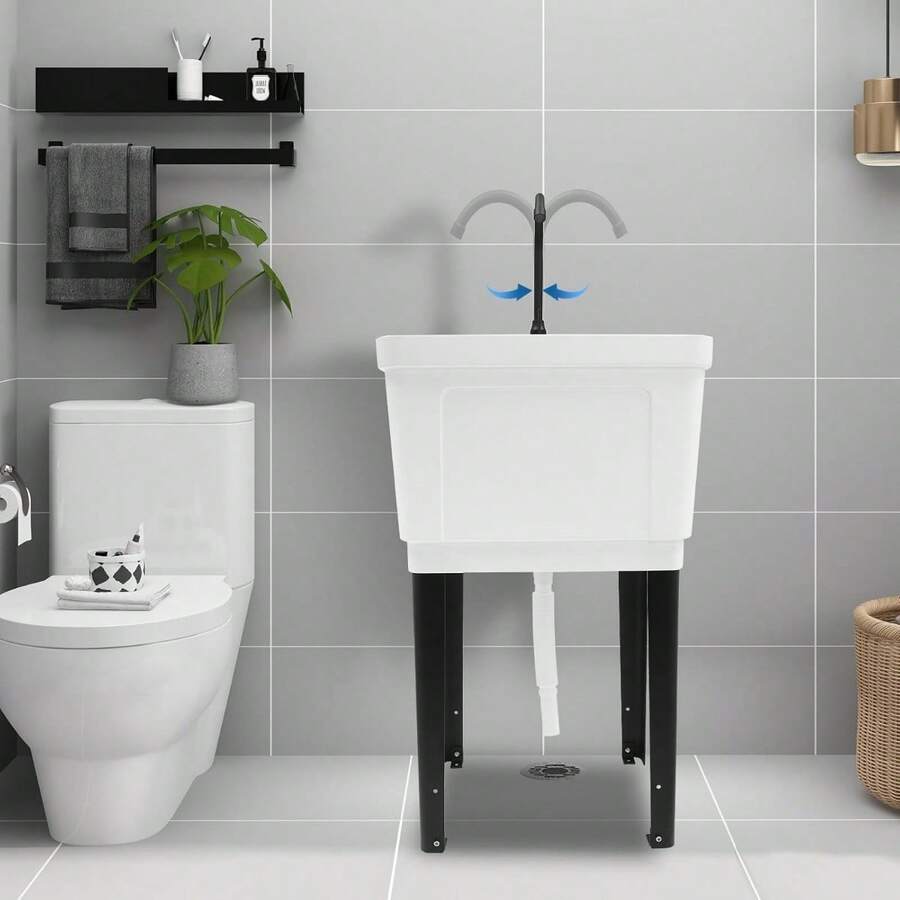 CNCEST Freestanding Space Saver Utility Sink 19.68 * 19 * 33.07in