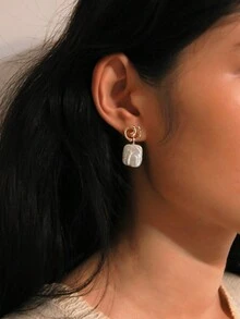 1 par de pendientes elegantes de gancho francés de plata de ley 925 con perlas naturales de agua dulce cultivadas en estilo barroco, adecuados para uso diario, vacaciones y citas