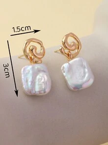 1 par de pendientes elegantes de gancho francés de plata de ley 925 con perlas naturales de agua dulce cultivadas en estilo barroco, adecuados para uso diario, vacaciones y citas