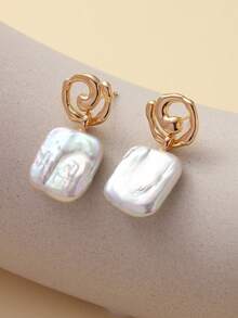 1 par de pendientes elegantes de gancho francés de plata de ley 925 con perlas naturales de agua dulce cultivadas en estilo barroco, adecuados para uso diario, vacaciones y citas