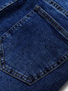 Men Casual Elastic Ripped Jeans With Pockets - Dark Wash - View 3