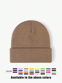 1pc Unisex Solid Color Knitted Hat, Y2K Style Outdoor Warm Beanie, Casual All-Match Winter Ski Cap Suitable For Daily Commute