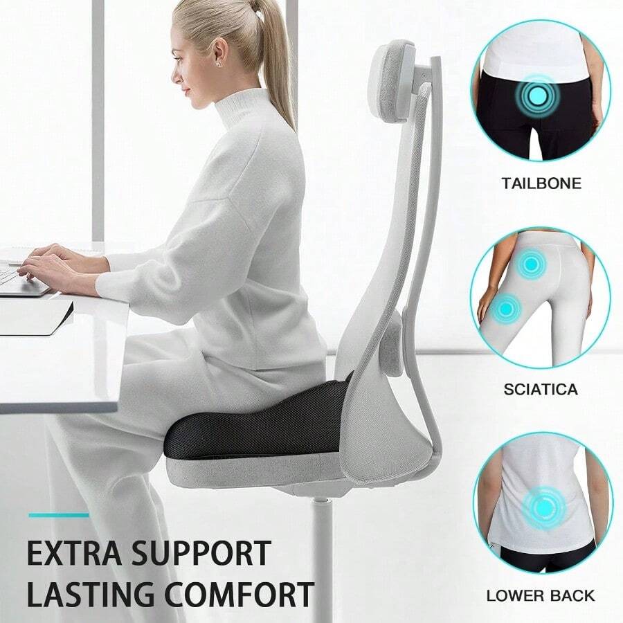 Memory Seat Cushion For Office Chairs To Relieve Sciatica And Back Pain