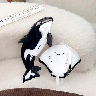 1pc Cute Orca Whale & Manta Ray Acrylic Claw Hair Clip, High-Quality Hair Accessories For Ponytail, Hair Claw Hair Clip,Claw Clips,Hair Jaw Clip,Hair Clutch