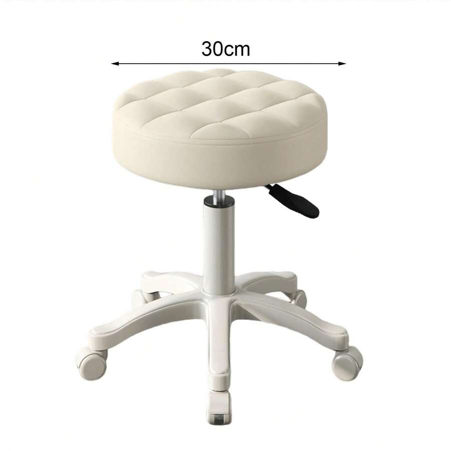 Rolling Stool With Wheels Faux Leather Soft Cushion Height Adjustable