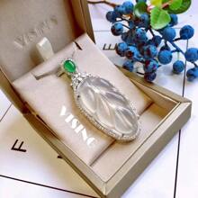 1Pc Natural Crystal Agate Leaf Pendant, Quartz Gem Necklace, Sweater Chain, Chakra Fashion Pendant, All Hand-Carved, Men's And Women's Fashion Pendant, Meaning Peace, Freedom, Wealth, Family Happiness, Suitable For Family Gifts, Christmas And Various Holiday Party Gifts, Crystal Gifts (Random Gifts: Lanyard, Gift Box) - Leaves - View 30