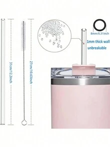 2/4/6/12 件可重复使用替换吸管，适用于 40 盎司探险玻璃杯，带清洁刷的塑料吸管，适用于 30 盎司杯水壶，学校用品 - 彩色 - 查看 2