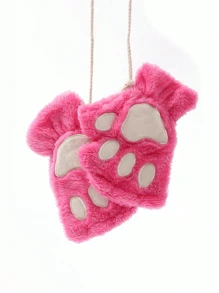 1 Pair Of Cute Cat Claw Fingerless Gloves, Thick, Warm, And Cold Resistant Plush Gloves, Suitable For Daily Use By Winter Girls, With A Rope