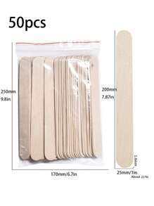 50pcs/100pcs 7 Kinds Of Disposable Wooden Stick Beauty Scraper Log Hair Removal Wax Coating And Shaving Eyebrow Trimming Stick, Daily Wax Coating And Shaving ,Hair Products And Accessories For Barber Salon Beauty Travel Essentials