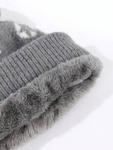 1 件可爱星形提花图案仿羊毛女士针织帽，秋冬礼物 - A - 查看 4