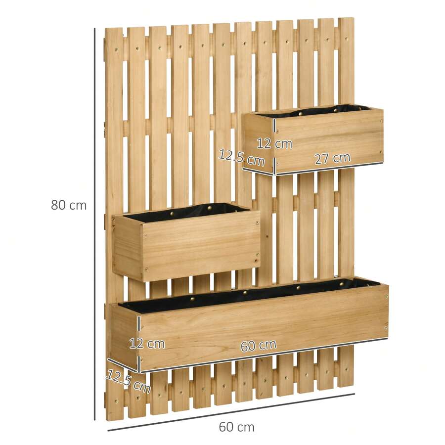 Outsunny Outsunny WallMounted Wooden Garden Planters With Trellis