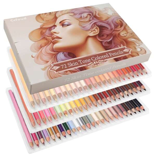 Juego profesional de lápices de colores para dibujo, lápices de colores tono piel para retratos y artistas de tonos de piel (72 colores), para aficionados y artistas para hacer bocetos, dibujar, colorear, superponer y mezclar, de vuelta a la escuela