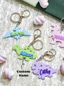 Custom Acrylic Dinosaur Alphabet Keychain - Personalized Name Letter Charm With Metal Ring - Elegant 3D Keyring For Bags, Backpacks, Keys - Ideal Back-To-School, Halloween, Gift Back To School Winter Gift Ideas Boy Girl Valentine's Day