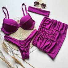 Kit Saia + Conjunto Top Meia Taça + Calcinha Asa delta