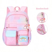 1pc Lightweight & Roomy Backpack For Girls, Nylon Cute College Backpack, Multi-Pocket Casual Travel Backpack - Suitable For School And Travel - Pink - View 11