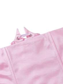 Women Waist Trainer Corset, Solid Color Lacing Strappy Cincher Shaper With Chest Support For Girls, 3 Colors - Pink - View 6