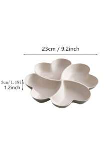 1 pieza Bandeja de servir de aperitivos, plato dividido irrompible para chips y dip, bandeja de servir con 4 compartimentos en forma de corazón para nueces, caramelos, frutas secas, ensaladas, aperitivos