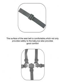 5-Point Harness Belt For Children's High Chair, Baby Stroller Strap - Dark Grey - View 4