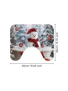 Conjunto de cortina de chuveiro com boneco de neve vermelho de Natal, 1/2/3/4 peças, com 12 ganchos e uma bola de chuveiro, cortina de chuveiro de poliéster impermeável e resistente a mofo, tapete antiderrapante para banheiro, tapete em U para vaso sanitário, capa protetora para vaso sanitário, conjunto decorativo para banheiro, sem necessidade de furadeira, vários tamanhos disponíveis, acessórios de decoração de outono para banheiro, volta às aulas