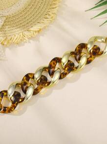 1 pieza Brazalete de cadena gruesa de acrílico con estampado de leopardo - Amarillo Oro - Ver 8