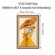 qingfei 20x40cm Pełny haftowany obraz z kreskówkową dziewczynką z kwiatami, dekoracja ścienna do salonu lub sypialni, wyprodukowany w Kambodży