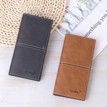 1 件新款超薄长款钱包创意多卡位男士卡片盒钱包生日圣诞节礼物感恩节复古 - 卡其色 - 查看 1