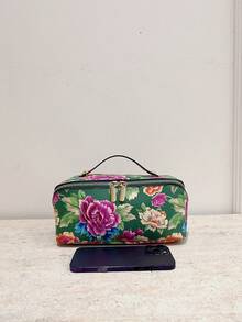 1 túi đựng mỹ phẩm PU họa tiết hoa hai tông màu thời trang dành cho nữ có khóa kéo Túi đựng đồ ăn trưa Túi du lịch dành cho nữ - Nhiều màu - Xem 8