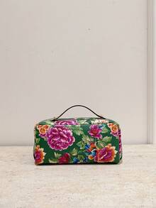 1 túi đựng mỹ phẩm PU họa tiết hoa hai tông màu thời trang dành cho nữ có khóa kéo Túi đựng đồ ăn trưa Túi du lịch dành cho nữ - Nhiều màu - Xem 9